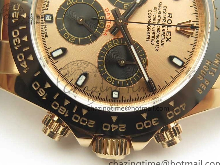 On Daytona Gold Black Super Clone Best Dial 116515 Edition 1:1 Rubber A4130 Strap Rose V2 ARF 1229